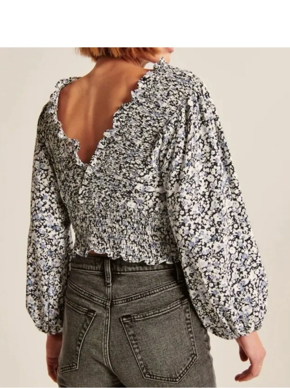 Abercrombie floral smocked puff sleeve top
